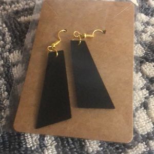 Simple homemade black leather earrings